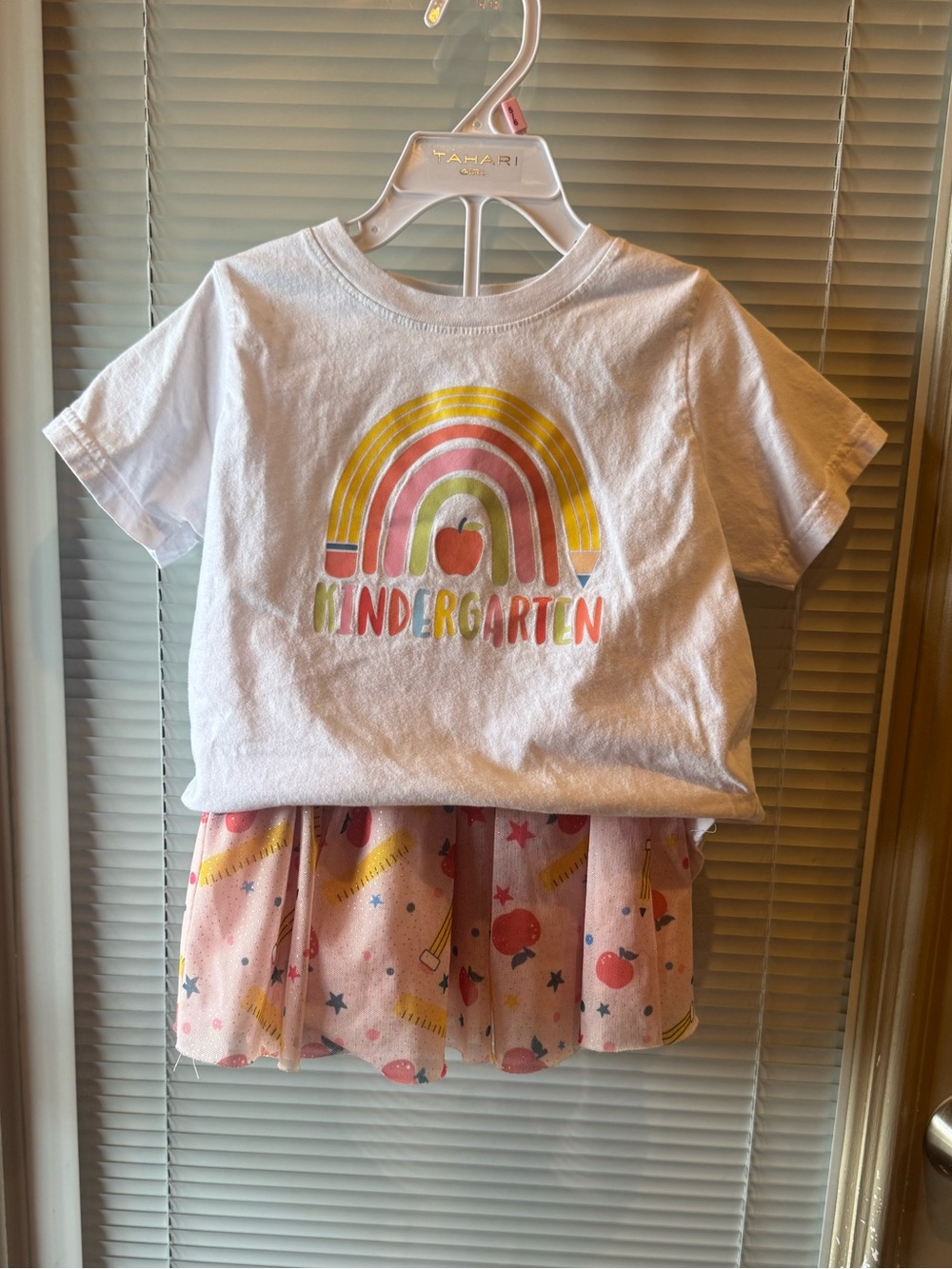 Sweet Wink Kindergarten Rainbow Tutu Skirt Outfit | Girls 5/6